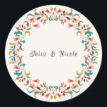 Modern Romantic Elegant Floral Wreath Wedding Classic Round Sticker<br><div class="desc">Beautiful Invitation to celebrate Special occasions and festivals comes with digital and E-invitation as per your request. We would love to replicate our designs to make multiple products like rsvp cards, labels envelopes, and more. Customisation is available for ready to print on request at info@shamaurcreatif@gmail.com. Look Forward to hearing from...</div>