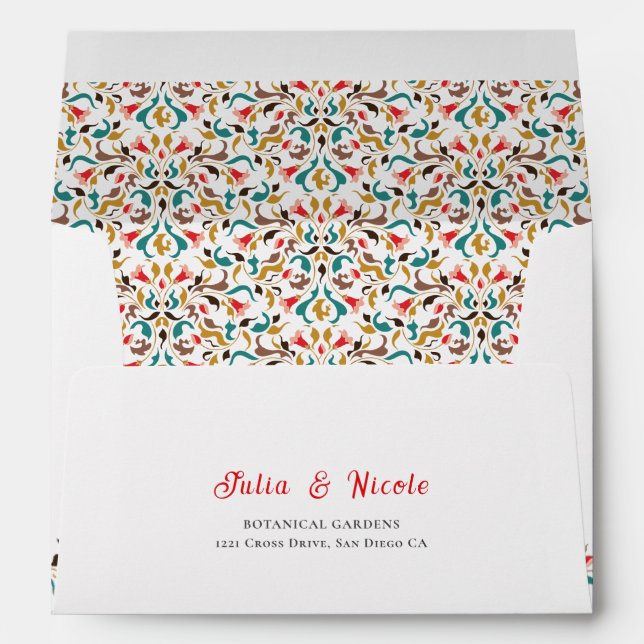 Modern Romantic Elegant Floral Wreath Wedding Envelope (Back (Bottom))