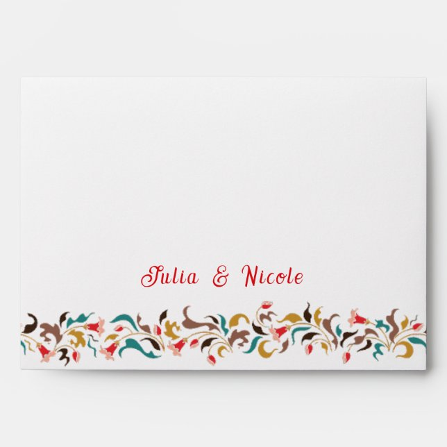 Modern Romantic Elegant Floral Wreath Wedding Envelope (Front)