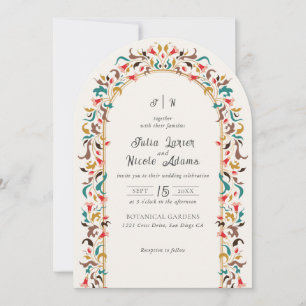 Modern Romantic Elegant Floral Wreath Wedding Invitation