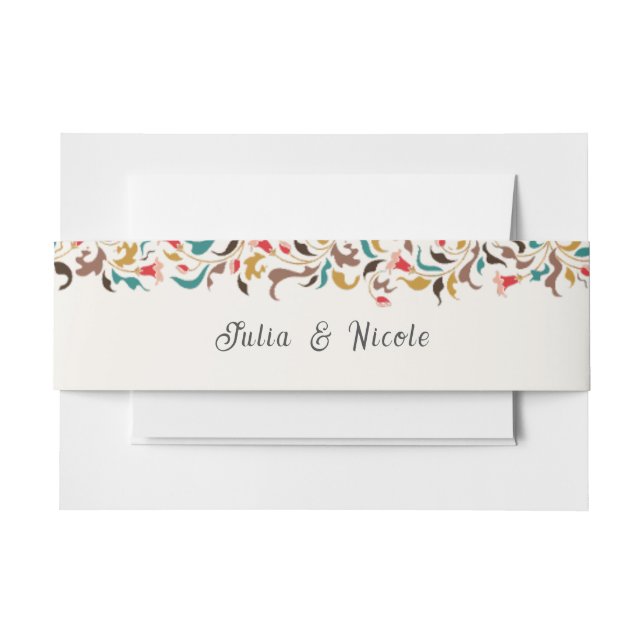 Modern Romantic Elegant Floral Wreath Wedding Invitation Belly Band (Front Example)