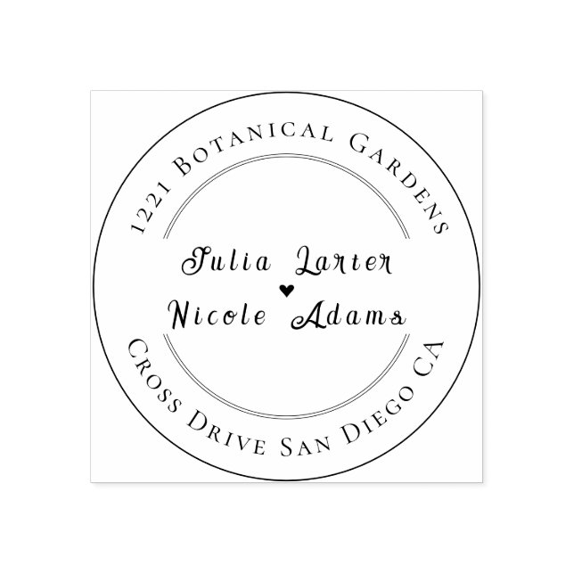 Modern Romantic Elegant Floral Wreath Wedding Rubber Stamp (Imprint)