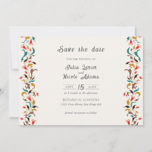 Modern Romantic Elegant Floral Wreath Wedding Save The Date