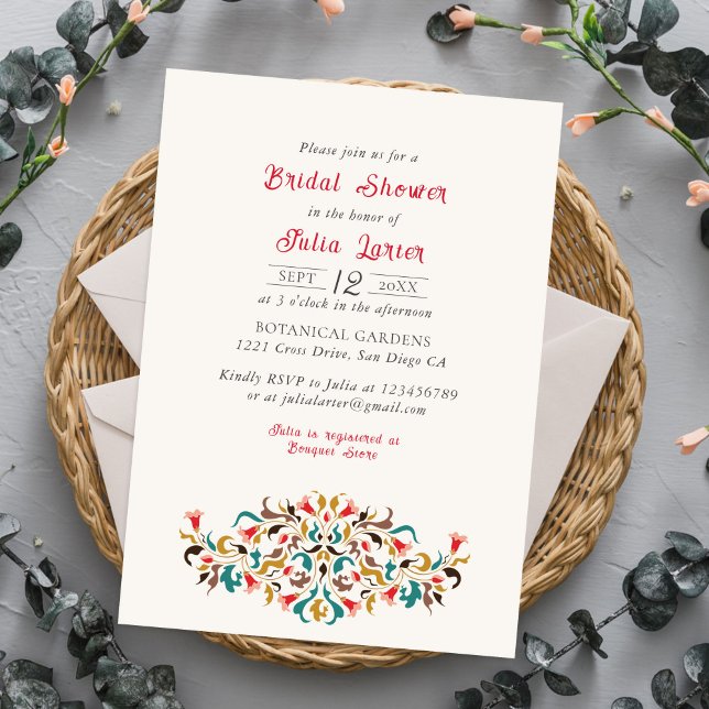 Modern Romantic Elegant FloralWreath Bridal Shower Invitation (Creator Uploaded)