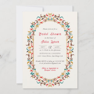 Modern Romantic Elegant FloralWreath Bridal Shower Invitation