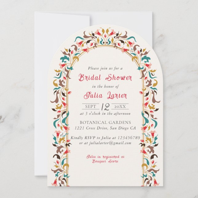 Modern Romantic Elegant FloralWreath Bridal Shower Invitation (Front)
