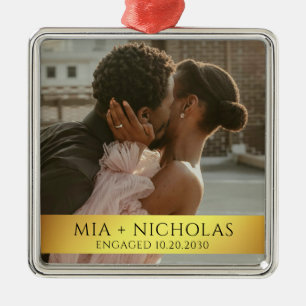 Modern Romantic Engagement Photo Metal Tree Decoration