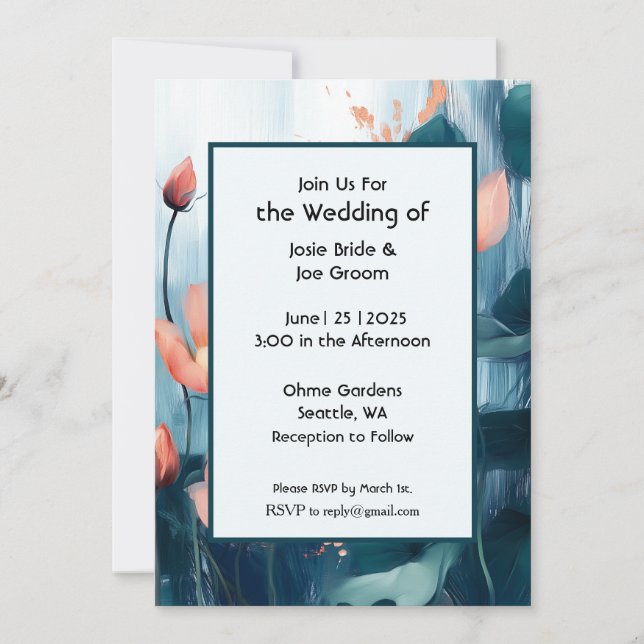Modern romantic floral wedding invitation (Front)