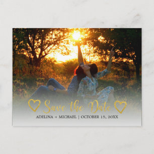 Modern romantic golden wedding save the date announcement postcard