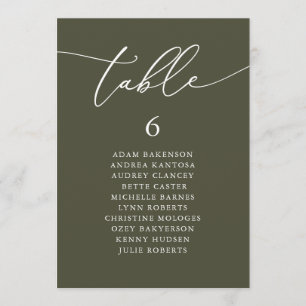 Modern Romantic Guests Seating Chart Table Card