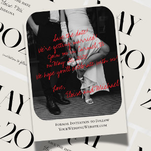 Modern Romantic Handwritten Photo Save the Date Invitation