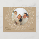 Modern Romantic, Merry Christmas Family Photo Post Postcard<br><div class="desc">Merry Christmas. Celebrate the season with this family photo postcard It is fully customisable and personalised with your own greeting messages. Please add your return address for easy mailing. It is simple, easy, yet modern minimalist and festive. This is the perfect postcard for sending your holiday wishes. Brown Maple theme....</div>