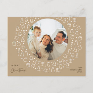 Modern Romantic, Merry Christmas Family Photo Post Postcard
