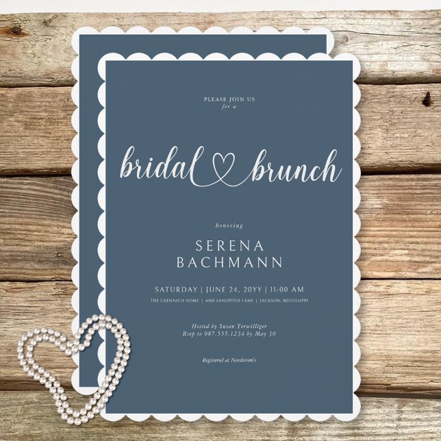 Modern Romantic Minimal Blue Bridal Brunch Invitation (Modern Romantic Minimal Blue Bridal Brunch Invitation)