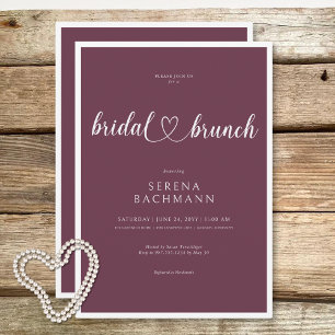 Modern Romantic Minimal Burgundy Bridal Brunch Invitation