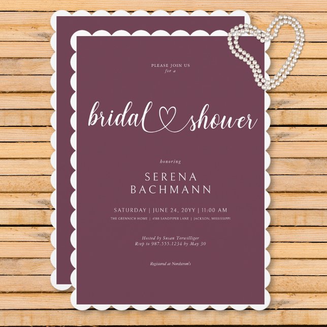 Modern Romantic Minimal Burgundy Bridal Shower Invitation (Modern Romantic Minimal Burgundy Bridal Shower Invitation)