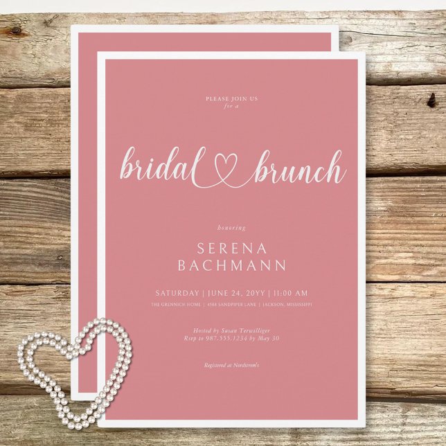 Modern Romantic Minimal Pink Bridal Brunch Invitation (Modern Romantic Minimal Pink Bridal Brunch Invitation)