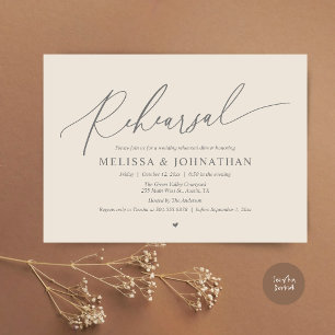 Modern Romantic Minimal Wedding Rehearsal Dinner Invitation