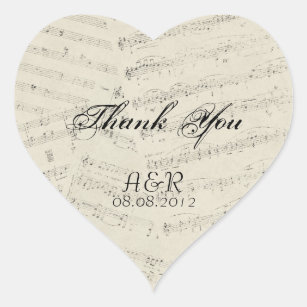 Modern Romantic Music notes Music Wedding Heart Sticker