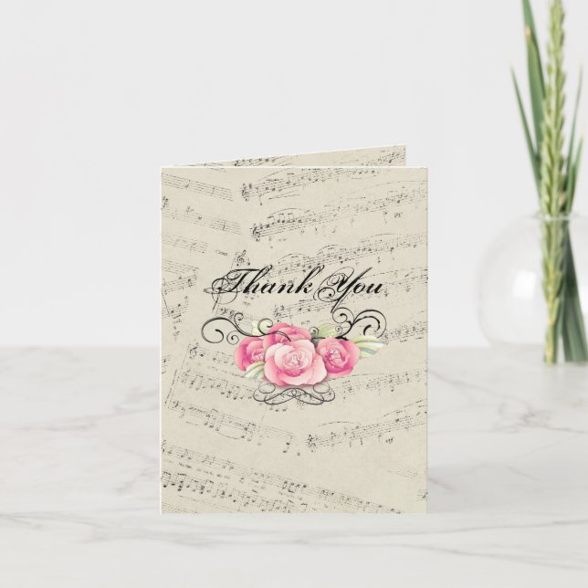 Modern Romantic Music notes Wedding thank you (Front)
