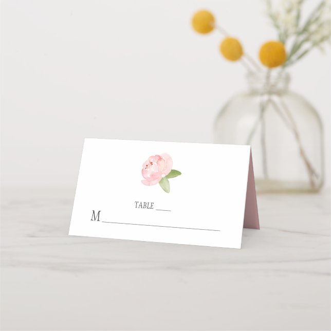 Modern Romantic Peony Floral Place Cards (Front)