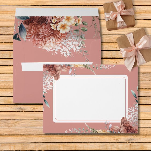 Modern Romantic Pink Garden Floral Wedding Envelope (Modern Romantic Pink Garden Floral Wedding Invitation Envelope)