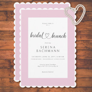 Modern Romantic Pink & White Bridal Brunch Invitation