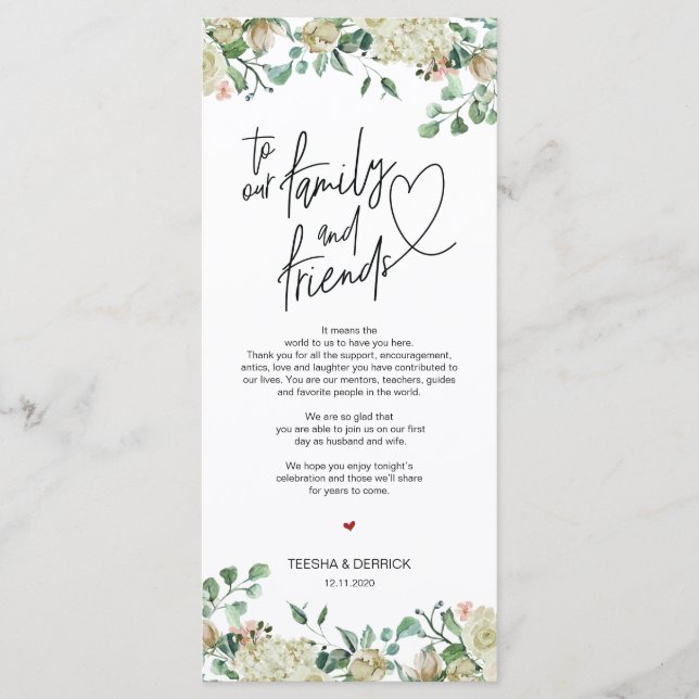 Modern romantic Place Setting Thank You Card (Front)