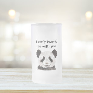 Modern Romantic Quote With Black And White Panda Frosted Glass Beer Mug