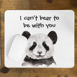 Modern Romantic Quote With Black And White Panda Mouse Mat