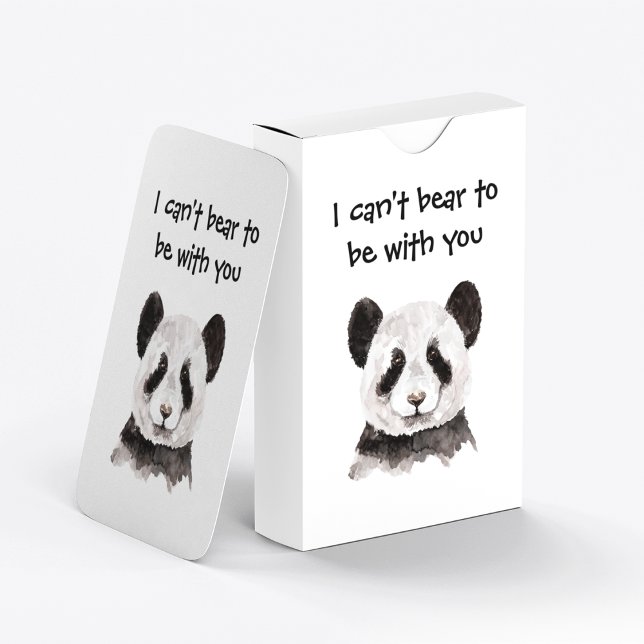 Modern Romantic Quote With Black And White Panda Playing Cards (Creator Uploaded)