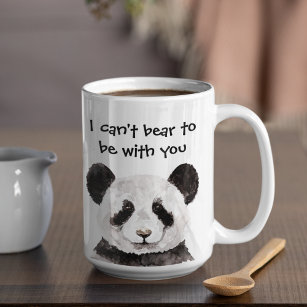 Modern Romantic Quote With Black And White Panda Two-Tone Coffee Mug
