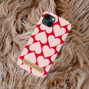 Modern  Romantic Red & Pink Hearts Pattern  Case-Mate iPhone Case
