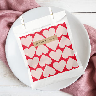 Modern  Romantic Red & Pink Hearts Pattern  Favour Bags