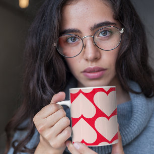 Modern  Romantic Red & Pink Hearts Pattern  Mug