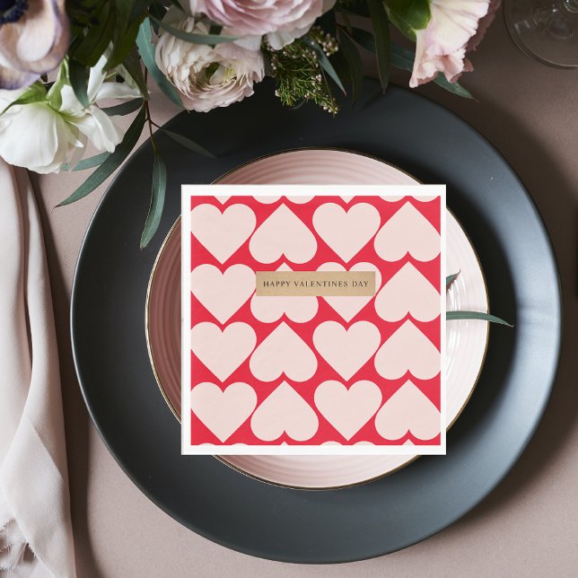 Modern  Romantic Red & Pink Hearts Pattern  Napkin (Creator Uploaded)