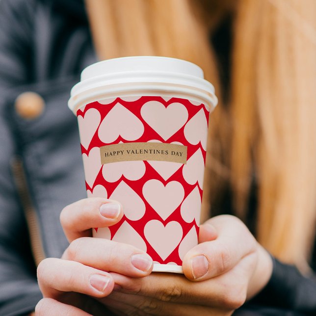 Modern  Romantic Red & Pink Hearts Pattern  Paper Cups (Creator Uploaded)
