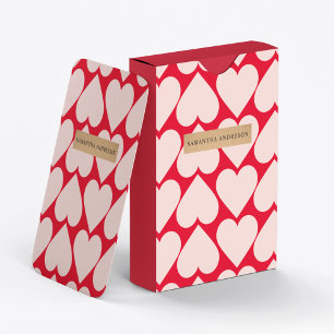 Modern  Romantic Red & Pink Hearts Pattern  Playing Cards