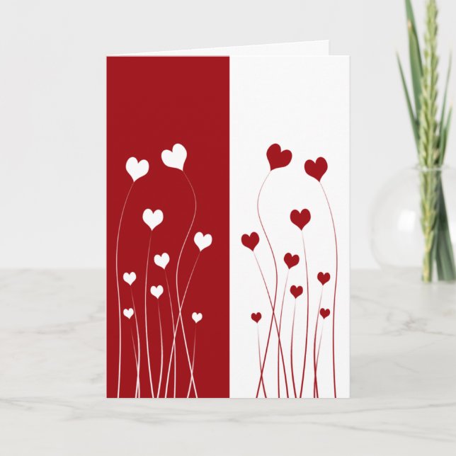 Modern Romantic Red White Love Hearts Card (Front)