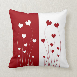 Modern Romantic Red White Love Hearts Cushion