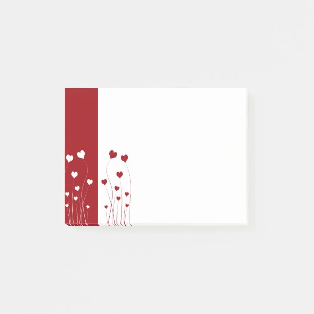 Modern Romantic Red White Love Hearts Post-it Notes (Front)