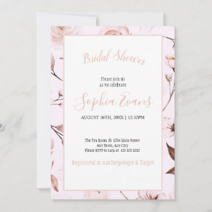 Modern Romantic Rose and Floral Bridal Shower Invitation