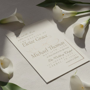 Modern Romantic Script Ivory Linen Wedding