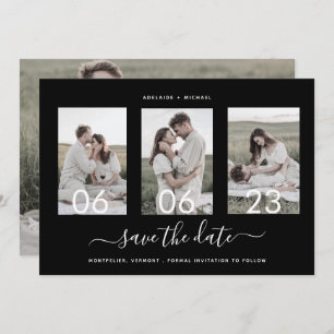 Modern Romantic Script Photo Collage Save The Date