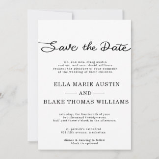Modern Romantic Script Save the Date Invitation