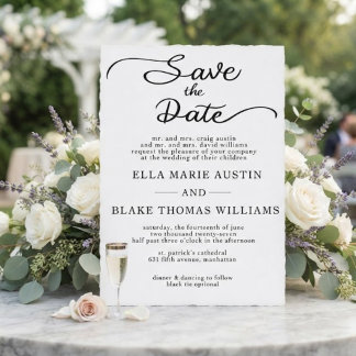 Modern Romantic Script Save the Date Invitation