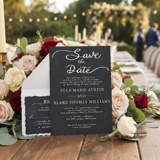 Modern Romantic Script Save the Date Invitation