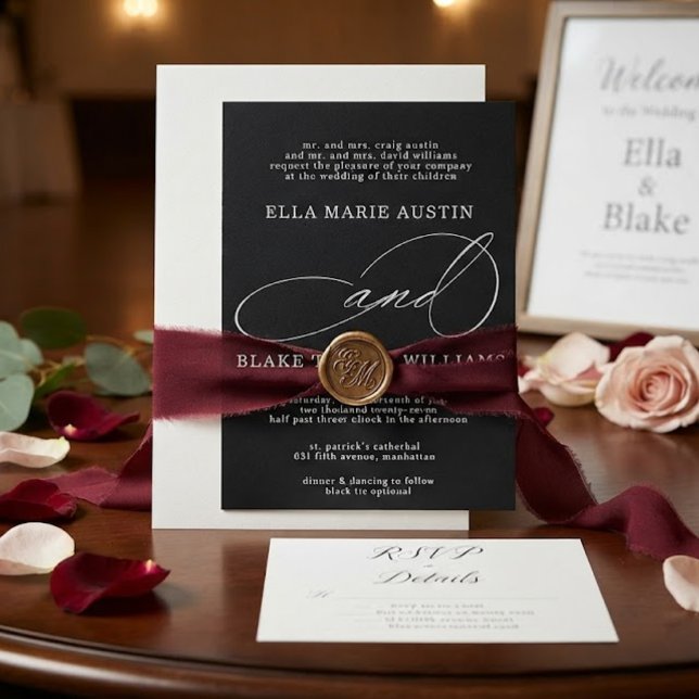 Modern Romantic Script Wedding Invitation (Creator Uploaded)