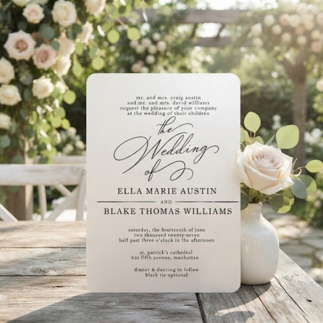 Modern Romantic Script Wedding Invitation (Creator Uploaded)