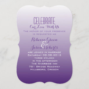 modern romantic summer lilac ombre purple wedding invitation